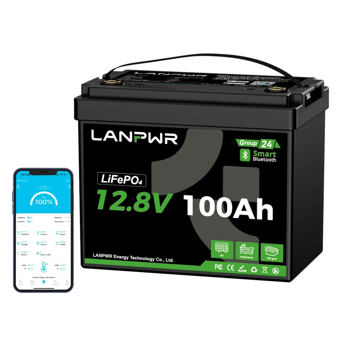 LiFePO₄ 12V 100Ah LANPWR