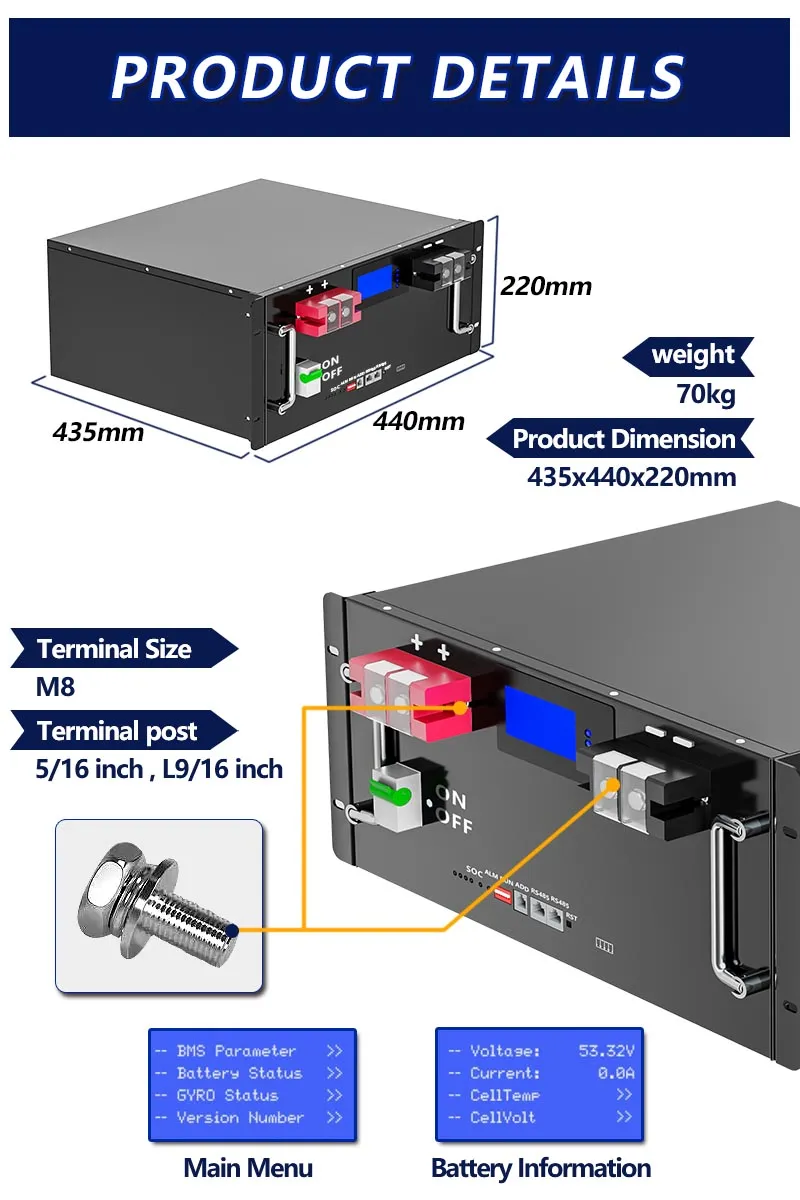 GreenBasen rack 51,2V 125Ah 6,4 kWh - slika 6
