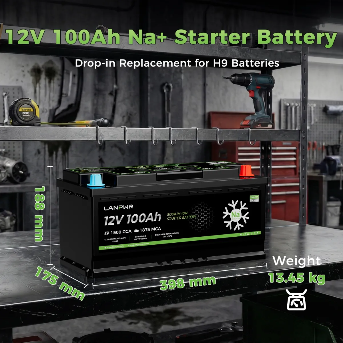 LANPWR 12V 100Ah akumulator za paljenje 1500 CCA - slika 6