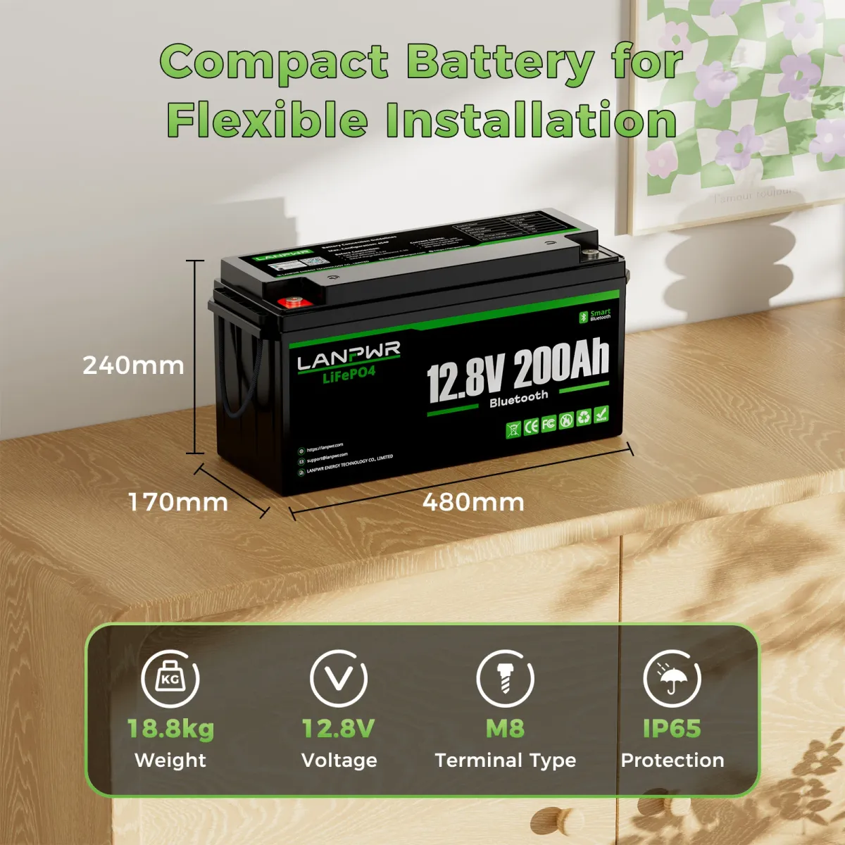 LANPWR 12V 200Ah LiFePO4 Bluetooth - slika 4