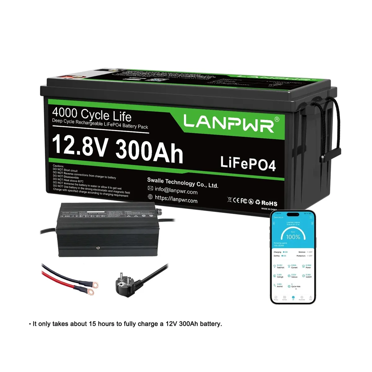 LANPWR 12V 300Ah LiFePO4 Bluetooth - slika 7