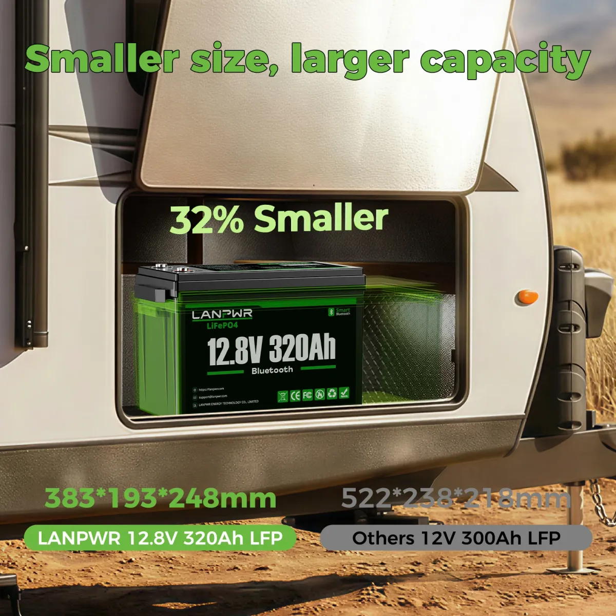 LANPWR 12V 320Ah LiFePO4 Bluetooth - slika 6