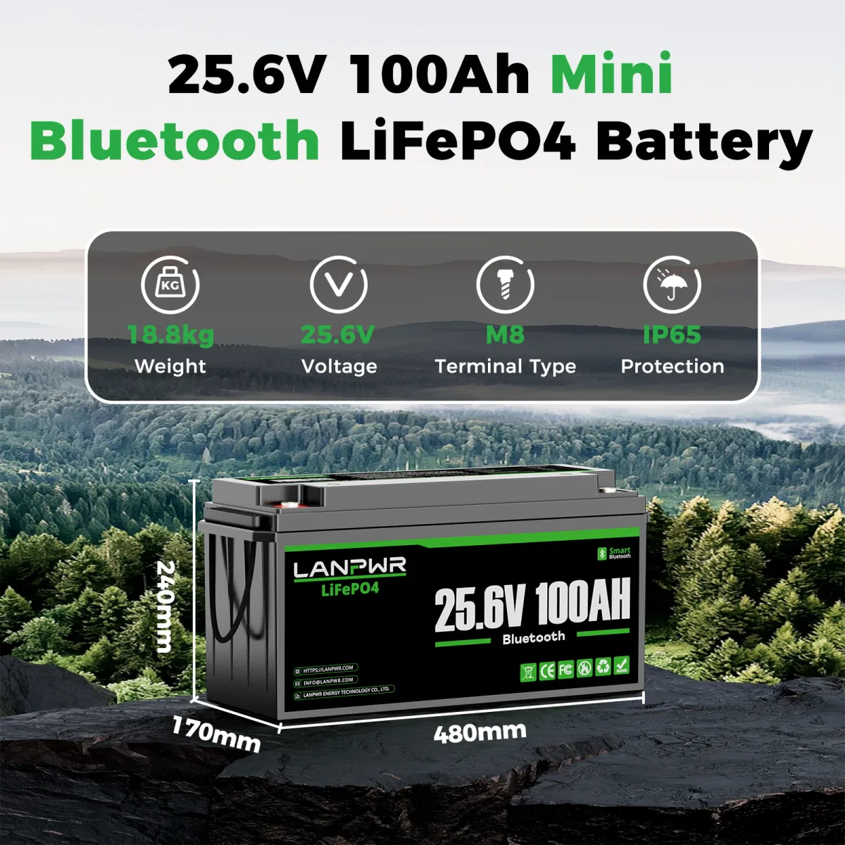 LANPWR 24V 100Ah LiFePO4 Bluetooth - slika 5