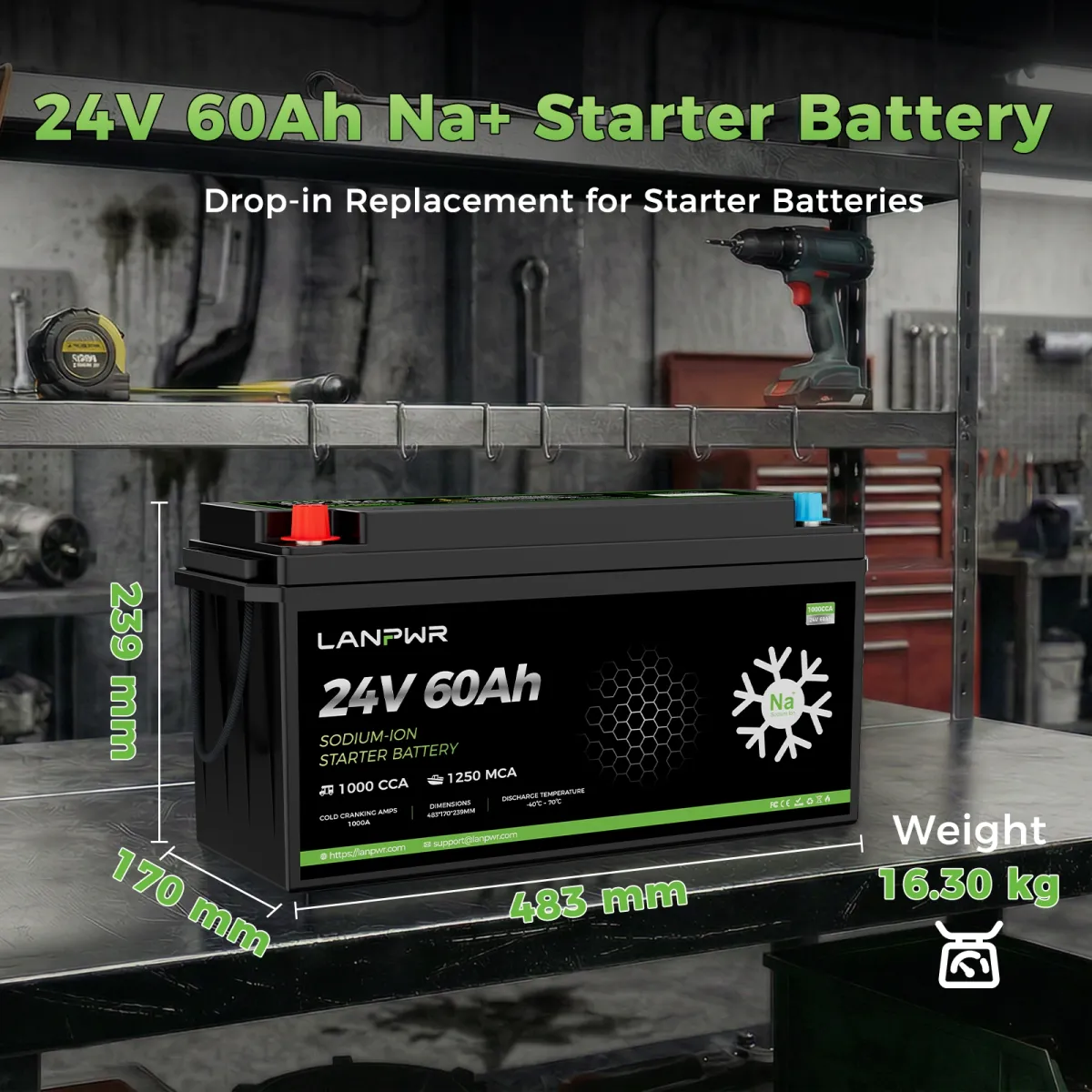 LANPWR 24V 60Ah akumulator za paljenje 1000 CCA - slika 5