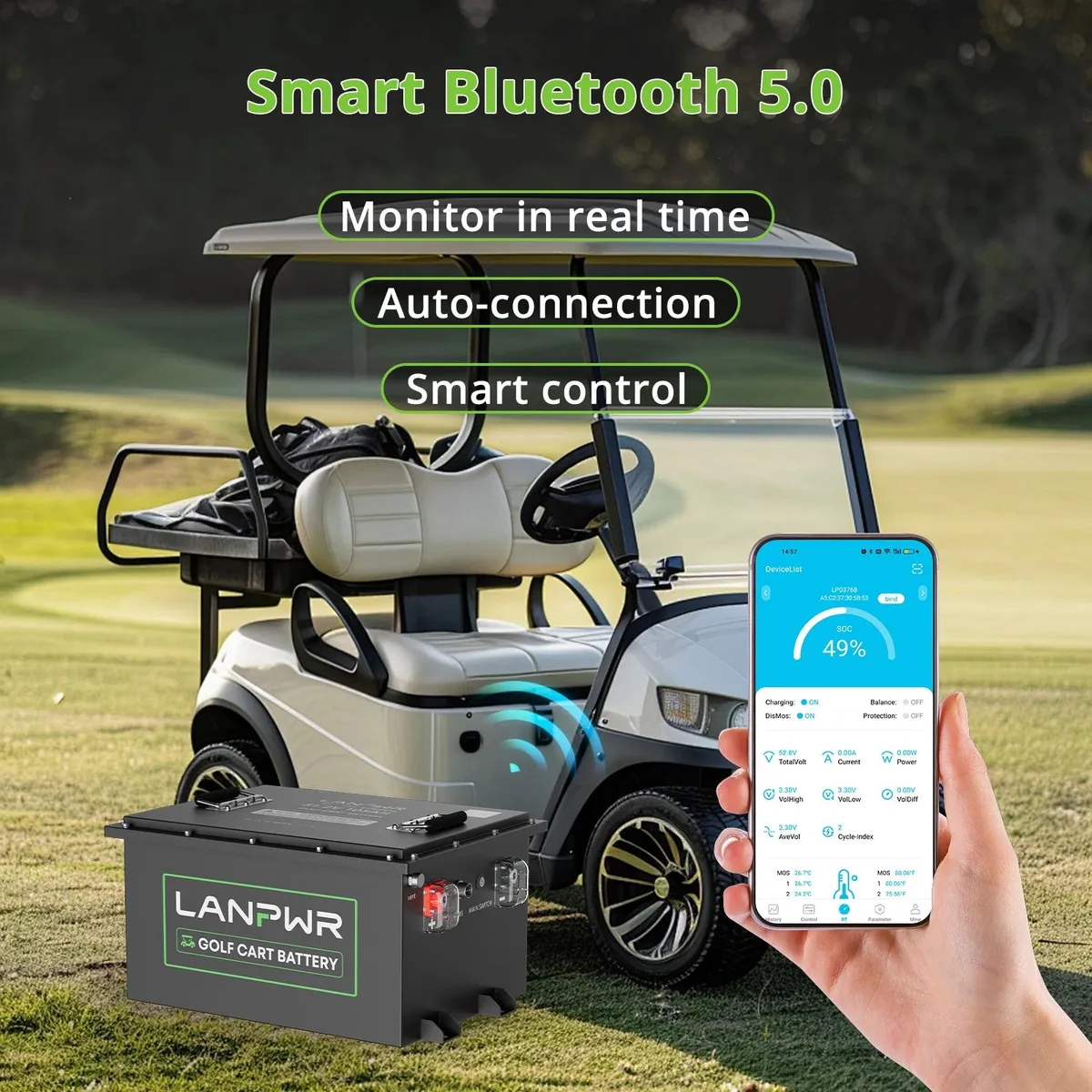 LANPWR 48V 105Ah Golf Cart baterija - slika 4